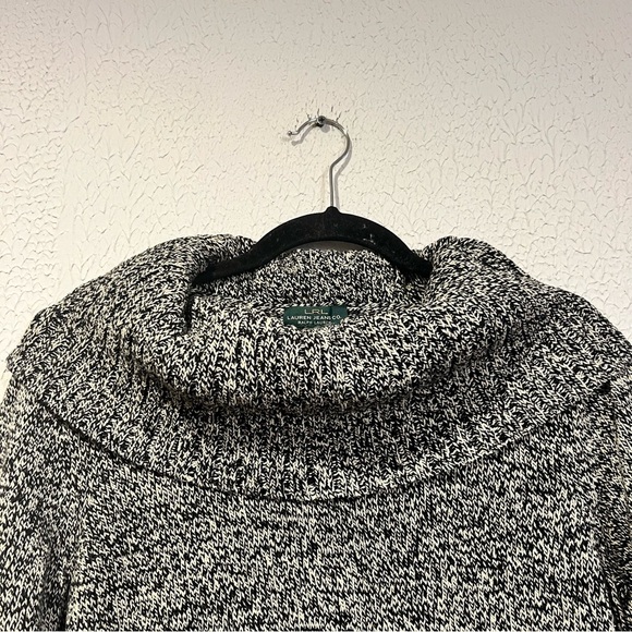 Lauren Ralph Lauren Cowl Neck marbled Black Sweater size large - Picture 2 of 7